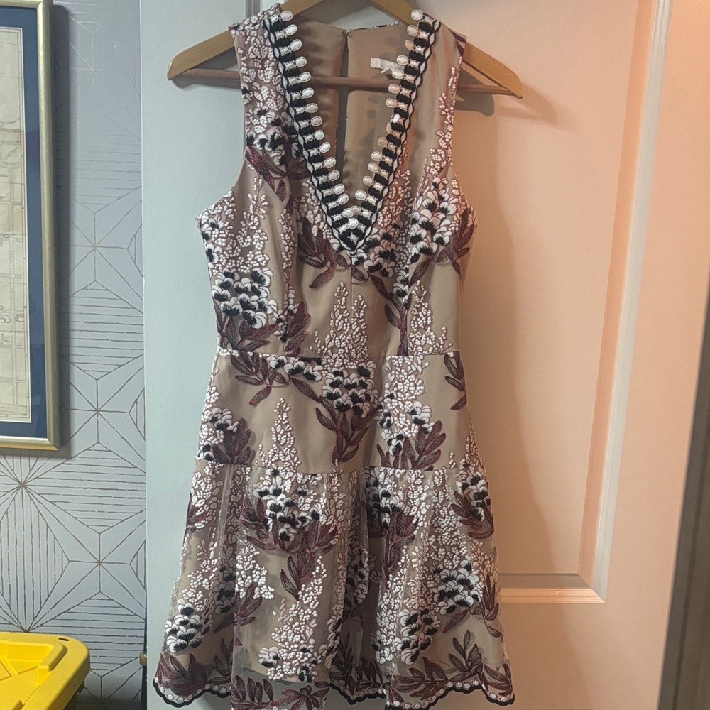 Elegant Floral Embroidered Mini Dress